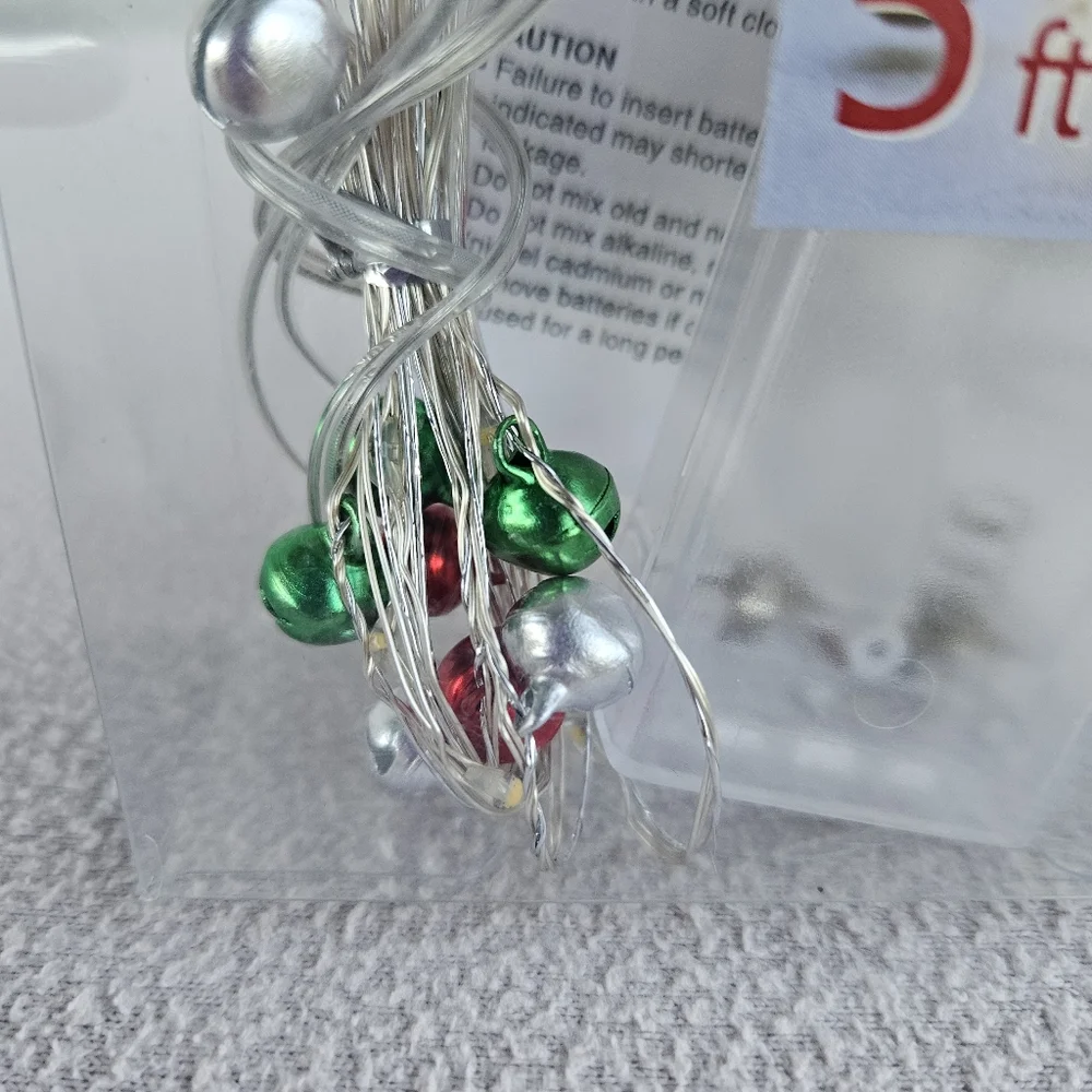 St Nicholas Square Shimmer String Lights Jingle Bells 5ft Battery Miniature